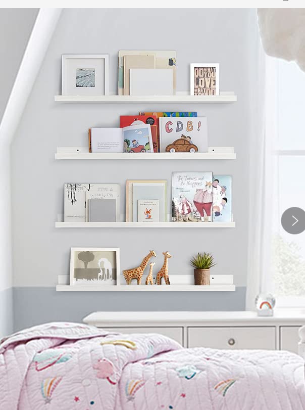 Forbena 36-Inch White Floating Shelves Set of 4 – Versatile Wall Storage for Kids' Rooms and Living Spaces - WoodArtSupply