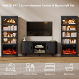 BREEZEHEAT 23 Inch Electric Fireplace with Bookcase, 70" Tall Arched Bookshelf w/LED Light, Timer, Realistic Flame Effect, Modern Storage Accent Bookshelf for Home, Office, Living Room, Black BREEZEHEAT