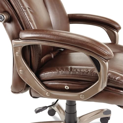 Alera Alera Veon Series Executive High-Back Bonded Leather Chair, Supports Up to 275 Lb, Brown Seat/Back, Bronze Base Alera
