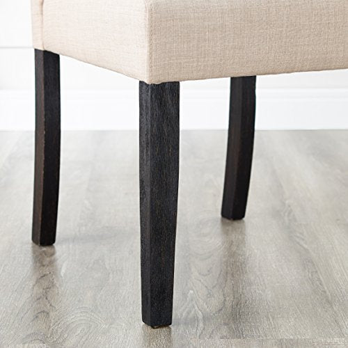 Roundhill Furniture Leviton Urban Style Dark Washed Wood Dining Set: Table and 6 Chairs, Tan Roundhill Furniture