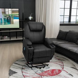 Flamaker Power Lift Recliner Chair PU Leather with Massage for Elderly Ergonomic Lounge Chair Classic Single Sofa with 2 Cup Holders Side Pockets Home Theater Seat (Leather, Light Black) Flamaker
