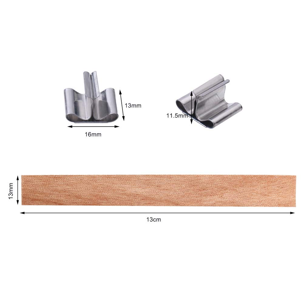 100 pcs Wooden Candle Wicks kit, Include 50 Pcs 5.1 X 0.5 Inch Candle Making Wicks and 50 Pcs Iron Stand Naturally Smokeless Wooden Candle Wicks Candle Cores for DIY Candle Making Pengxiaomei