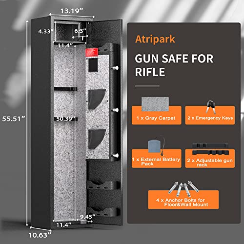INTERGREAT [2024 NEW] 5-6 Rifle Gun Safe, Large Shotgun Rifle Safe with Fingerprint Keypad for Home Rifle and Pistols, Long Rifle Safe with 3 Adjustable Shelf and Lock Box for Home, Garage INTERGREAT