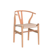 Farini Rattan Chairs for Dining Room Wishbone Chair Solid Wood Armchairs Y Shaped Backrest Hemp Seat for Home Restaurant Fully-Assembled(Set of 2,Nature-Beige Seat) Farini