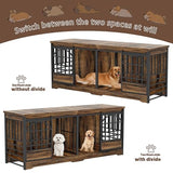 COZPAW 78 Inch Double Dog Crate Furniture, Extra Large Dog Kennel Indoor for 2 Dogs, Heavy Duty Dog Cage with Divider, Wooden Dog House Decorative Table TV Stand for XLarge Dogs (Cognac Brown) COZPAW
