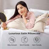 Bedsure Satin Pillowcases, Similar to Silk Pillow Cases Queen Size Set of 2, Cooling Pillow Case for Sleeping Women with Envelope Closure, Gifts for Women Men, Beige, 20x30 Inches, 2pcs Bedsure