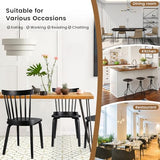 Unovivy Wood Dining Chairs Set of 4, Farmhouse Spindle Back, Widen Seat, Modern Mid-Century Country Style, for Living Room Restaurant, Black Unovivy