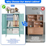 GangMei Metal Storage Cabinet with Adjustable Shelves,Metal Buffet Sideboard with 2 Doors for Kitchen,Home,Office, 42" H x 26" W x 14" D,Assembly Required,Blue GangMei