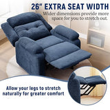 Korser Power Recliner Chair for Adults, Oversized Electric Recliner with Thickened Cushions, Chenille Fabric Reclining Chair for Living Room, Bedroom, Blue