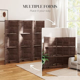 HOMCOM Room Divider, 6 Panel 67" Tall Wood Privacy Screen with 3 Display Shelves, and Folding Storage for Bedroom or Home Office, Walnut HOMCOM