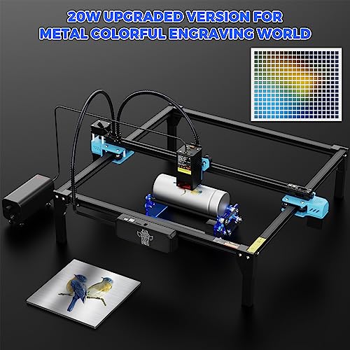 Twotrees TTS-20 Pro Laser Engraver, 20000mW Laser Engraver Machine and Cutter, Ideal for DIY Laser Engraving Projects. Processes Wood, Metal, Acrylic, and Glass 27.4-inch × 23.4-inch Laser Cutter Twotrees