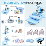 8 in 1 Heat Press kit, 15x15 Heat Press Machines with Attachment 9-30oz Tumblers Press, Hats Press, Flats Press, Multifunction Combo DIY Heats Transfer Press Vinyl for Beginners and entrepreneu AKEYDIY