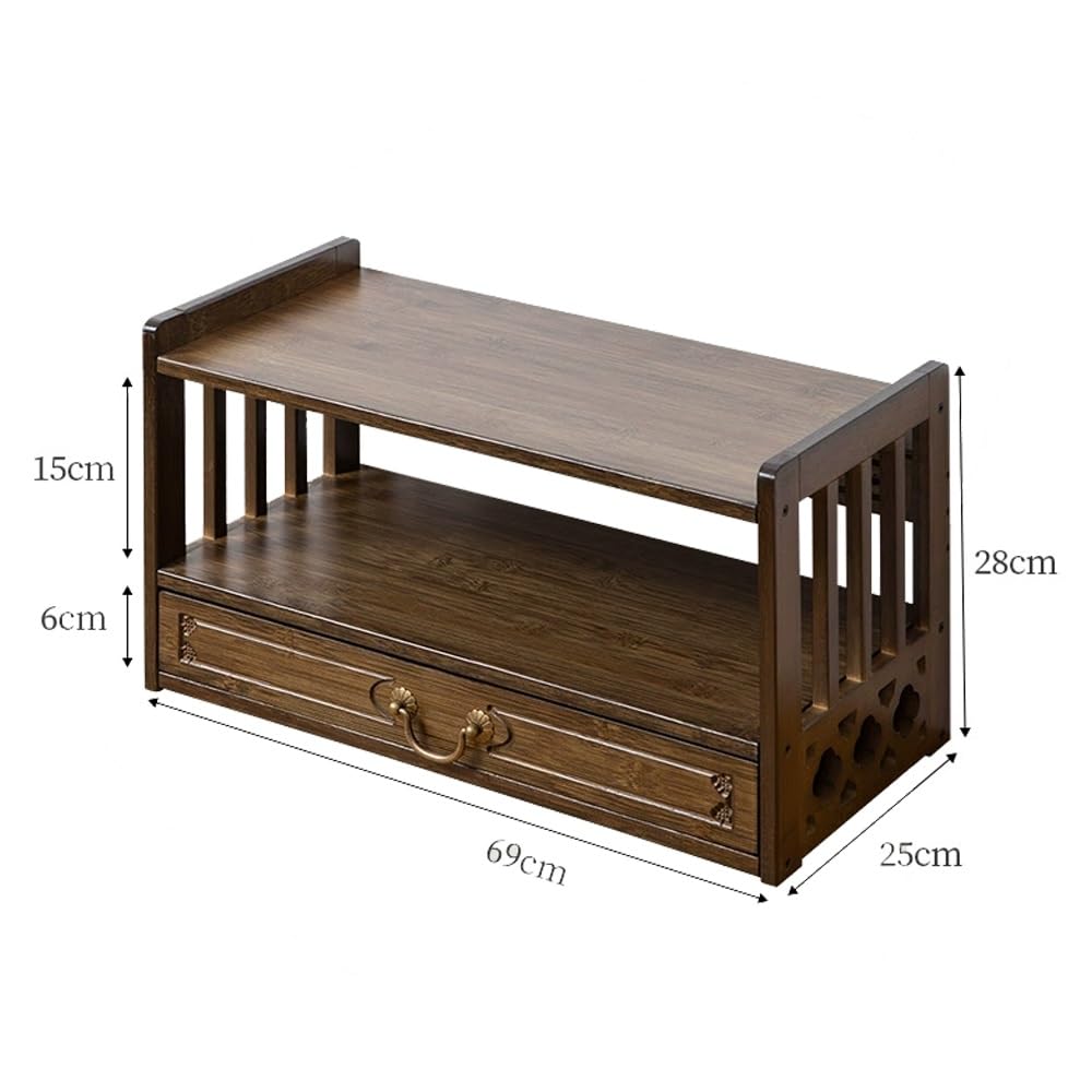 BIRDFBA 2-Tier Meditation Altar Table with Drawers 100% Bamboo Coffee Table Green BIRDFBA