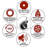 DELIVeR 3 Inch, Locking Swivel Caster Wheels, Set of 4,Heavy Duty with Nylon Nuts for Carts, Replacement Rubber Wheels, Threaded Stem 3/8”-16 x 1” Caster, 130 Lbs Per Caster DELIVeR