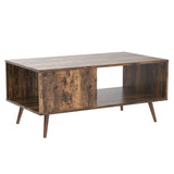 SUPER DEAL 2 Tier Wooden Coffee Table with Storage for Living Room, Modern Mid-Century Accent Furniture Space Saving Rectangle Industrial Cocktail Table for Bedroom Apartment, 40 inch Rustic Brown SUPER DEAL