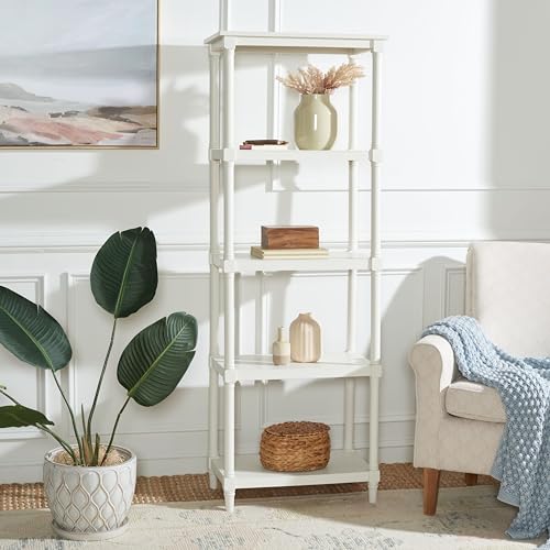 SAFAVIEH Home Collection – Odessa White 5-Tier Bookcase, Modern Storage Shelf Unit for Living Room, Bedroom, or Home Office (AMH5721C) SAFAVIEH
