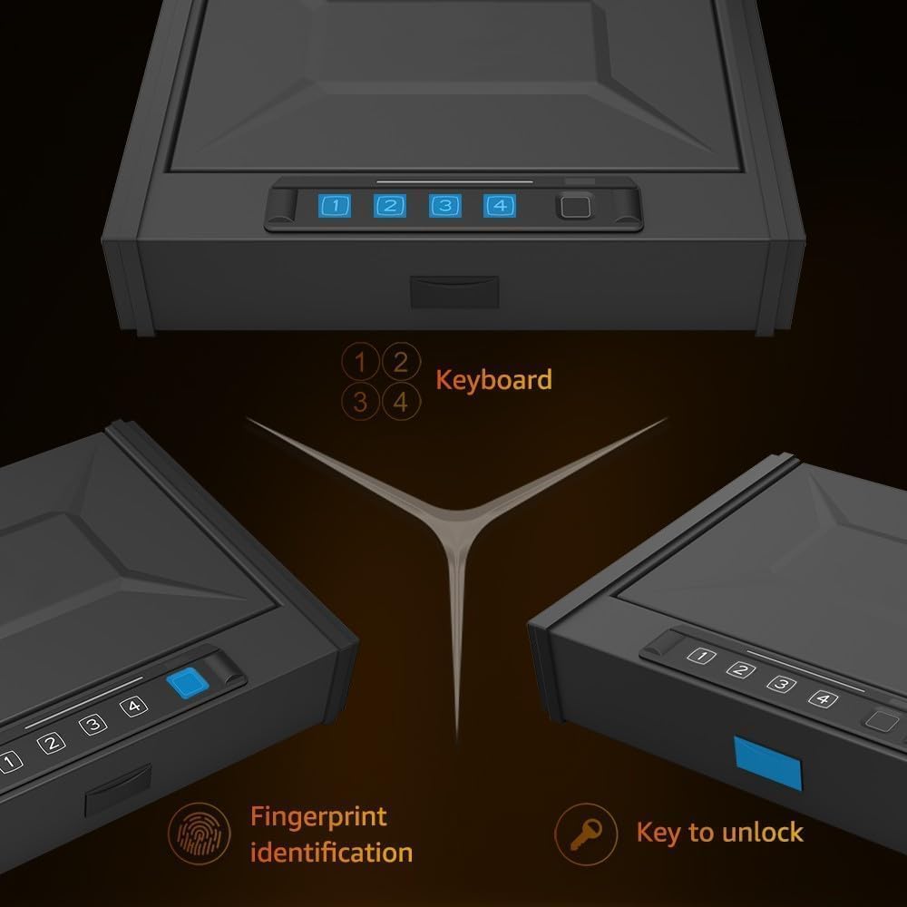 [ 30% Larger capacity ]Gun Safe for Pistols, Biometric Handgun Safe box, Mounted Handgun Safe Quick Access Security Safe with Fingerprint Keypad Lock for Home nightstand PATRON