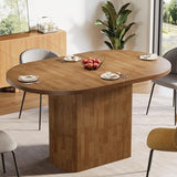 Tribesigns 47.24 Inch Oval Dining Table for 4, Rustic Wooden Kitchen Table with Wooden Base, Small Dinner Table for Dining Room, Kitchen, Living Room, Brown Tribesigns