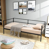Giantex Metal Twin Daybed Frame, Day Bed with Metal Slat Support & 3-Sided Guardrails, 2-in-1 Space-Saving Sofa Bed for Living Room Guest Room, No Box Spring Needed, Black Giantex