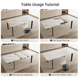 Extendable Dining Table Set for 6-8 People, 63 to 78.7 Inch MDF Kitchen Table with 8 Faux Leather Dining Chairs, Space-Saving for Dining Room, Breakfast Nook (White Table & 8 Black U-Shaped Chairs) HIPIHOM
