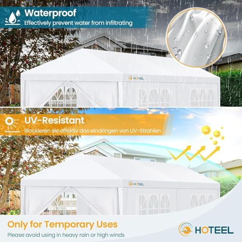 HOTEEL 10x20 Party Tent with 6 Removable Sidewalls for Parties, Carpas para Fiestas, Weddings, BBQ, Waterproof Outdoor Event Canopy, Patio Camping Gazebo, White Hoteel