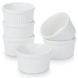 3 oz Ramekins 6 pcs Porcelain Ramekins Dishes for Souffle,Creme Brulee, Pudding, Custard Cups,Bakeware Bowls Set for Baking,Oven Safe, White 2.75 inch SLJMR