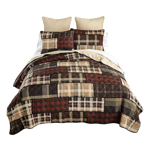 Donna Sharp Twin Bedding Set - 2 Piece - LJ Plaid Twin Quilt Set with Quilt and One Standard Pillow Sham - Machine Washable Donna Sharp