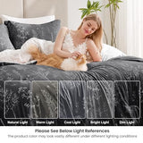 Love's cabin King Size Comforter Set Black - King Comforter Set, 3 Pieces Cute Floral Bedding Sets for All Seasons,1 Soft Reversible Botanical Flowers Comforter and 2 Pillow Shams Love's cabin