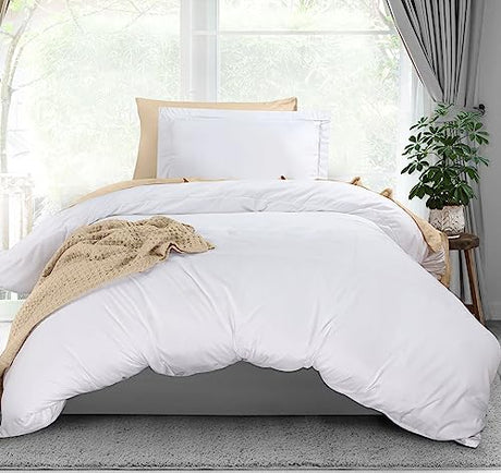 Utopia Bedding Duvet Cover Twin Size - 2 Piece with Zipper Closure - 1 Comforter Cover 68X90 Inches & 1 Pillow Sham 20X26 Inches (White) Comforter Not Included Utopia Bedding