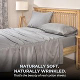 Mayil Manor 100% Natural Cotton Bed Sheets | 500 TC Single-Ply Sateen Weave King Size Sheets Set | Breathable & Hypoallergenic Solid 4-Piece Bedding with Deep Pocket Fitted, Flat, Pillowcase | Grey Mayil Manor