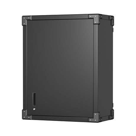 GLADIW Metal Wall Cabinet, Wall-Mounted Locker with Locking Door and Adjustable Shelf, Metal Hanging Cabinet, Steel Garage Storage Cabinet for Home, Office and Tool Room, Black GLADIW