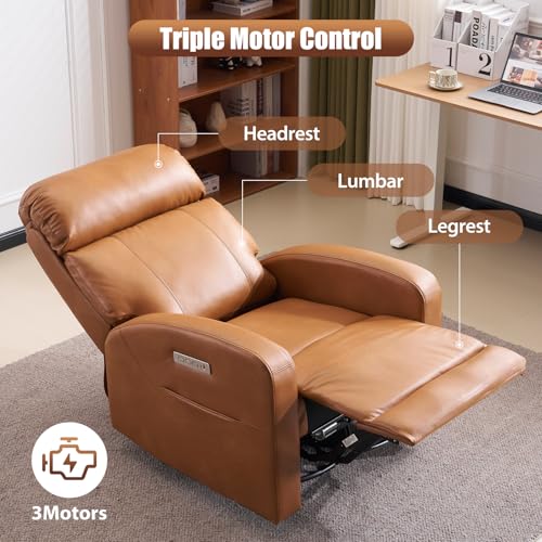 Lynkron Breathable Air Leather Power Swivel Rocker Recliner, 2-Zone Electric Adjustment (Headrest Independent, Back & Footrest Linked), 270° Swivel, 8-Mode Massage & Heat, USB/Type-C, Side Pocket