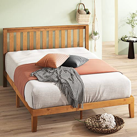 ZINUS Alexia Rustic Pine Wood Platform Bed Frame with Headboard - Easy Assembly, No Box Spring Needed Zinus
