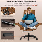 ELABEST C39 Cross Legged Office Chair with Footrest & Convertible Armrests-Pet-Friendly Criss Cross Home Desk Chair, Ergonomic Big and Tall Executive Chair with Lumbar Pillow ELABEST