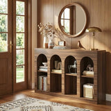 LIKEMET 55" Arched Console Table, Mid Century Modern Entryway Table with 4 Tier Display for Entryway, Living Room, Entrance, Hallway, Foyer and Front Door LIKEMET
