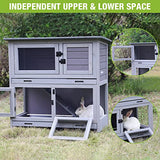 Rabbit Hutch Bunny Cage, Guinea Pig Cage Bunny Hutch Indoor, Wood Pet Cage with 4 Casters -2 Story & 2 Trays GUTINNEEN