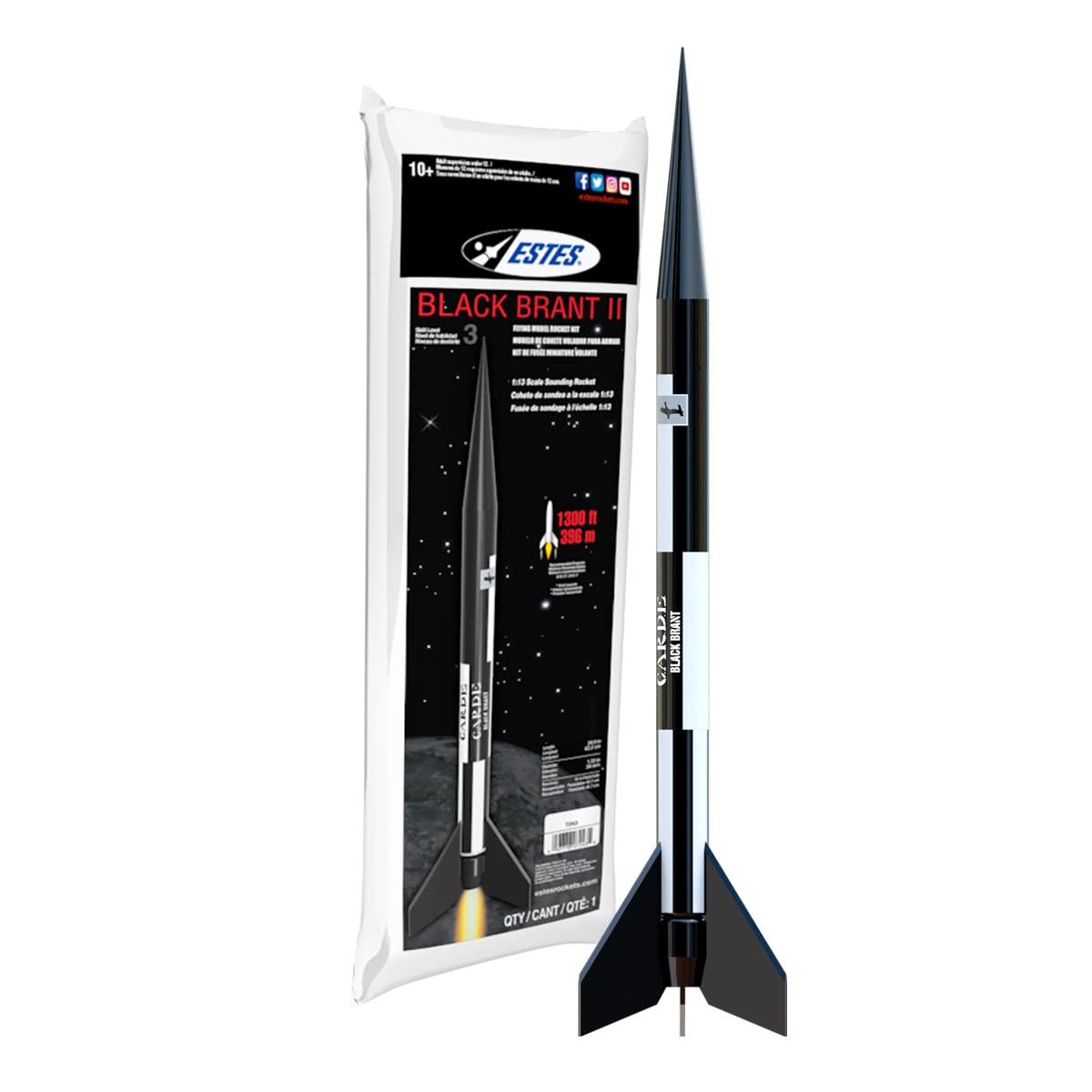 Estes 7243 Black Brant II Rocket-Building Kit, Advanced Dual-Body Flying-Rocket-Model Kit for Ages 10+ Estes