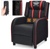 BUSHLY Adjustable Gaming Recliner Chair, Racing Style Massage Single Sofa with Headrest & Lumbar Pillow, PU Leather Video Recliner for Home, Movie Theater, Living Room, Game Room (Red) WoodArtSupply
