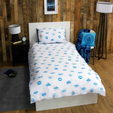 Character World Official Manchester City FC Single Duvet Cover Set, Crestcol Design | Blue Reversible 2 Sided Football Bedding Cover Official Merchandise Including Matching Pillow Case Manchester United