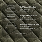 RECYCO Luxury Velvet Quilt Set King Size, Lightweight Velvet Comforter Set, Oversized Bedspread Coverlet Quilted Bedding Set, with 2 Matching Pillow Shams, for All Season, Olive Green RECYCO