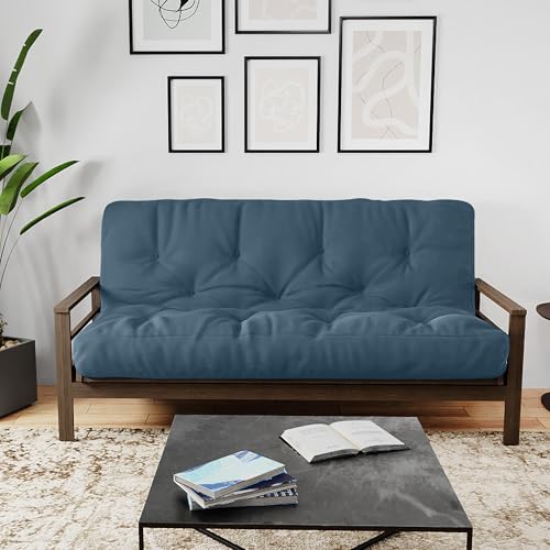 Royal Sleep Products by The Futon Factory 8 inch Memory Foam Futon Mattress - Cover - Size - CertiPUR Certified Foams - Made in The USA (Frame Not Included) (Denim Blue, Full) Royal Sleep Products