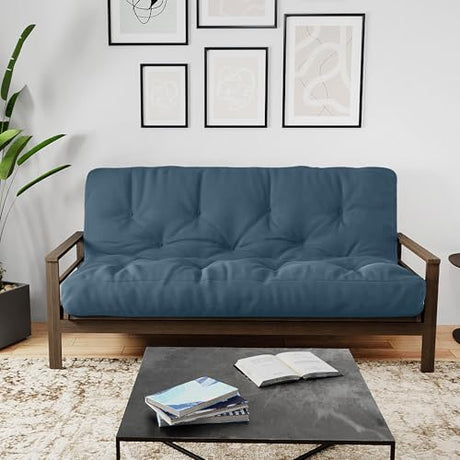 Royal Sleep Products by The Futon Factory 8 inch Memory Foam Futon Mattress - Cover - Size - CertiPUR Certified Foams - Made in The USA (Frame Not Included) (Denim Blue, Full) Royal Sleep Products