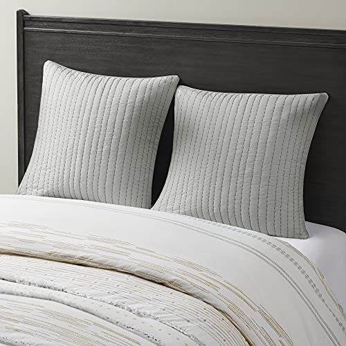 INK+IVY 100% Cotton Single Euro Sham - European Square Decorative Pillow Cover, Hidden Zipper Closure (Pillow Insert NOT Included), Camila, Quilted Grey 26"x26" INK+IVY