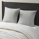 INK+IVY 100% Cotton Single Euro Sham - European Square Decorative Pillow Cover, Hidden Zipper Closure (Pillow Insert NOT Included), Camila, Quilted Grey 26"x26" INK+IVY