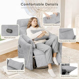 Flamaker Swivel Recliner Chair, Massage Nursery Rocking Chair with 2 Pillows, Comfy Single Sofa Glider Rocking Chair with Side Pockets for Living Room (Corduroy, Dark Grey)