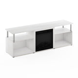 Furinno Jensen Open Storage Fireplace Entertainment Center for TV up to 70 Inch with Stainless Steel Tubes, White Oak/Chrome Furinno