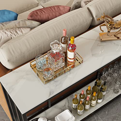 Wisfor 2-Tier Marble Console Table - Modern Entryway Hallway Foyer Table, White, 47.2x11.8x30.7 inch Wisfor