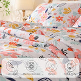Yibeizi Floral Comforter Set for Girls Twin, Kids Cute Printed Bedding Set with Pillow Sham, Lightweight Soft Breathable Machine Washable Quilted Bed Comforter Set 2 Piece Yibeizi
