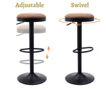 EALSON Modern Swivel Bar Stool Adjustable Counter Height Backless Barstools with Metal Base Leather Upholstered Round Bar Stool Chairs for Kitchen Island/Pub/Breakfast Bar, Brown 1PC EALSON