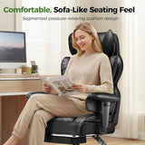 GTPOFFICE Big and Tall Office Chair 400LBS Wide Seat Computer Gaming Chair with Footrest & Comfy Lumbar Support, Leather High Back Executive Chair with Ergonomic Pressure Relief Seat Cushion, Black GTPOFFICE